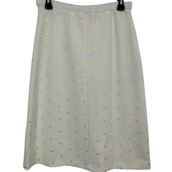Talbott Travler Womens Knee Length Vintage Ivory Embroidered Pull On Skirt 8 - Picture 1 of 13